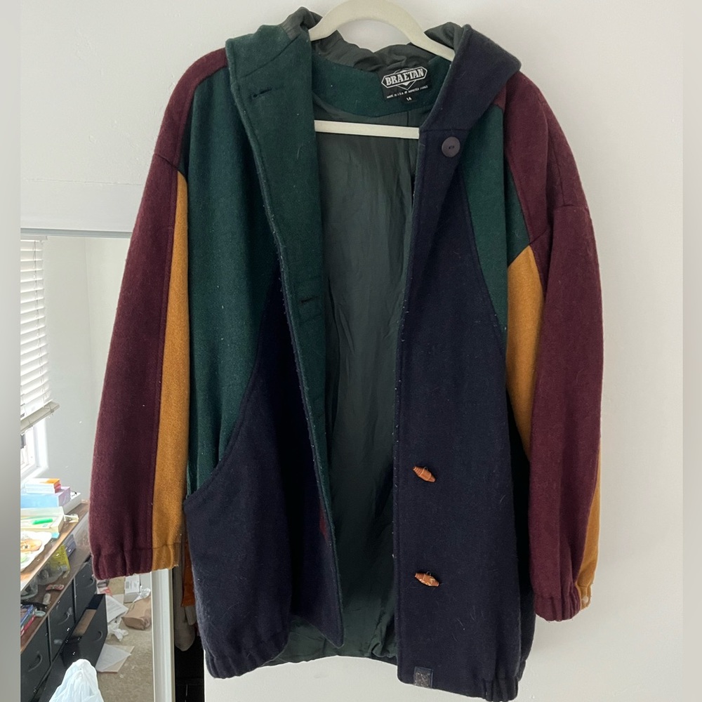 Unisex, winter jacket, wool, multi color mid-length hoodie